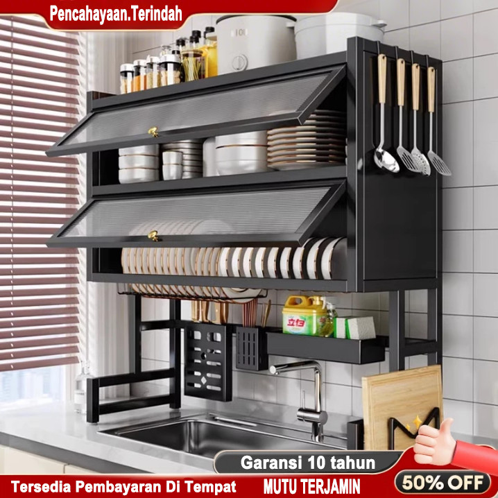 TERLARIS 2 Susun Rak Piring Wastafel Dengan Kabinet Rak Wastafel Cuci Piring Rak Piring Stainless