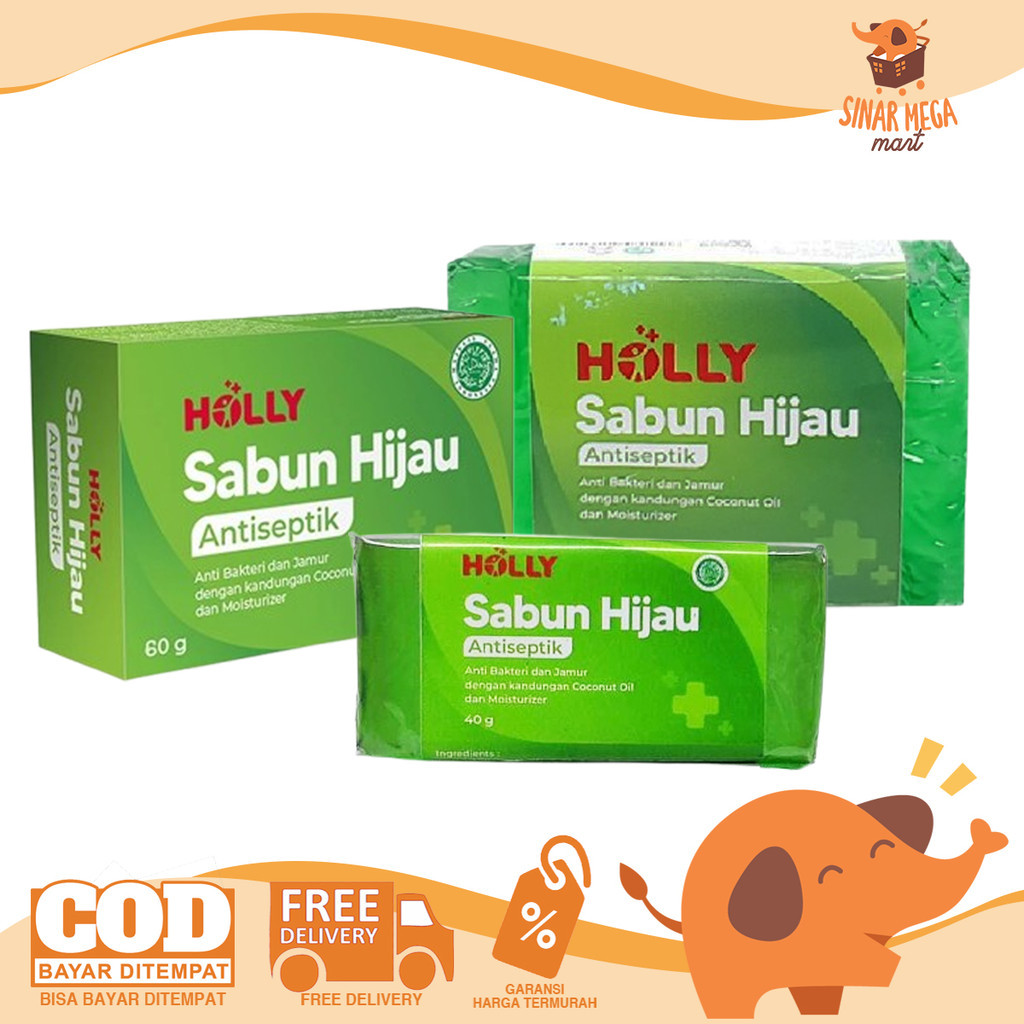HOLLY Sabun Batang Hijau Antiseptik With Coconut Oil - Sabun Kulit Gatal dan Sensitif