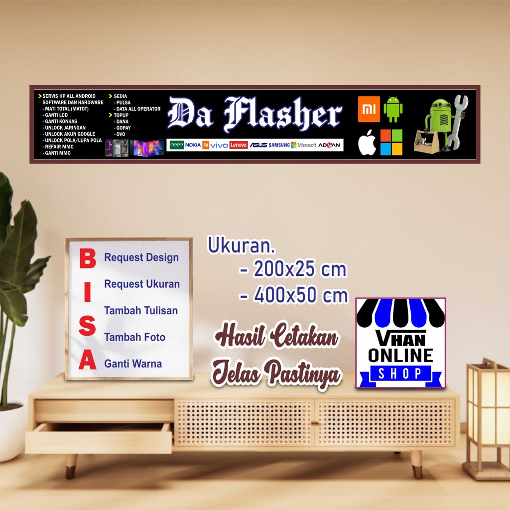 Backdrop Spanduk Banner Konter Service HP Bagus