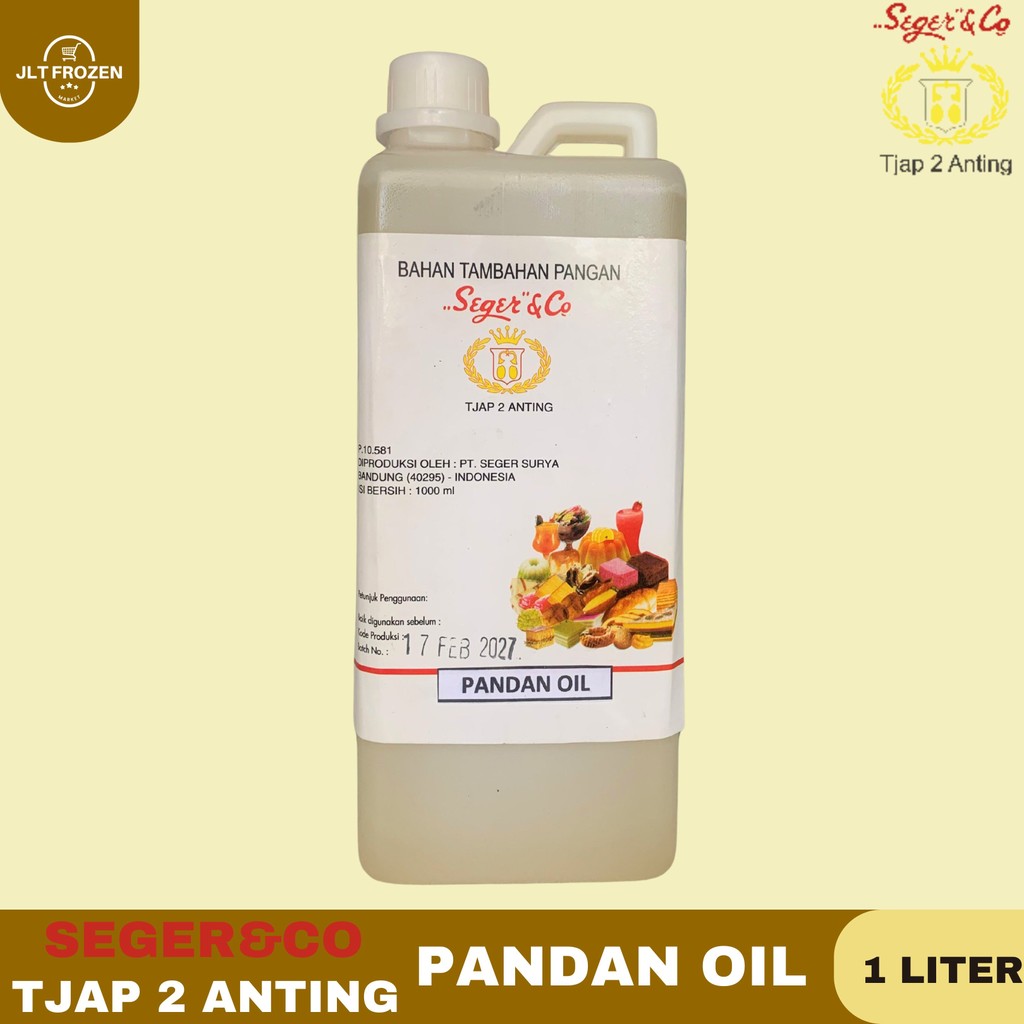 

Seger&Co Pandan Oil 1 Liter / Tjap 2 Anting / Bahan Tambahan Pangan / Pandan Essence / Pandan Cair