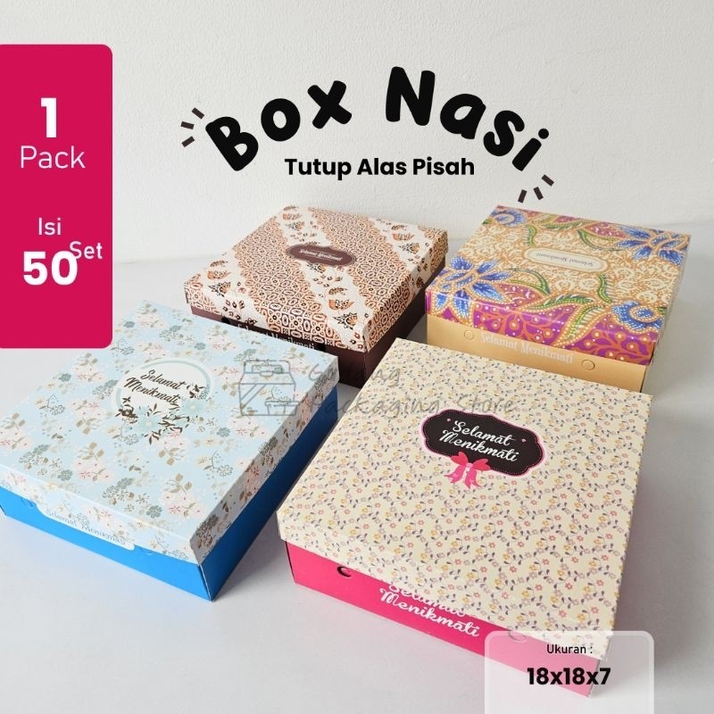 50 pcs/ 18x18 / Box Nasi / Dus Nasi / Dus Hajatan / Box Nasi Tutup Alas Pisah TERLARIS