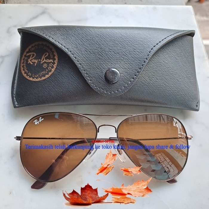 kacamata rayban aviator frame coklat kaca coklat sz 62
