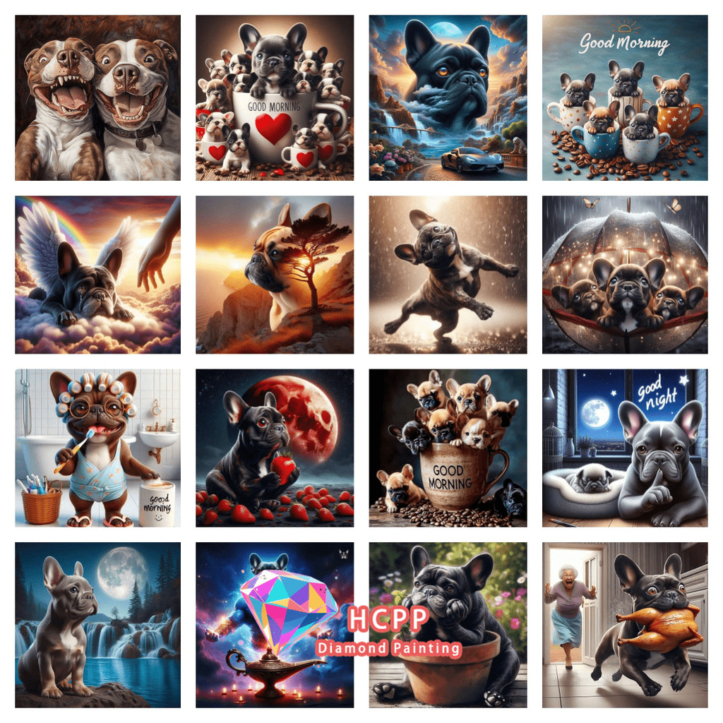 

Cute French Bulldog Animal Diamond Painting Kit 5D DIY Dog Diamond Embroidery Cross Embroidery Handmade Art Gift Home Decoration