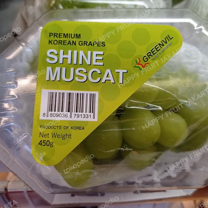 

Anggur Shine muscat Korea original 450 gr / pack