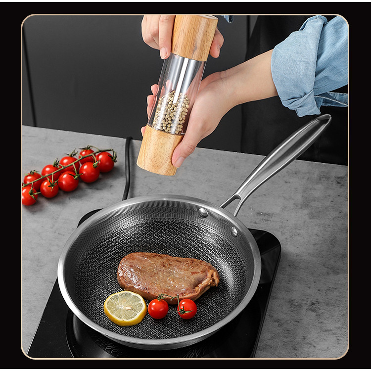 Stainless steel deep frying pan stir-frying dual-use non-stick frying pan non-stick pan gas stove ho