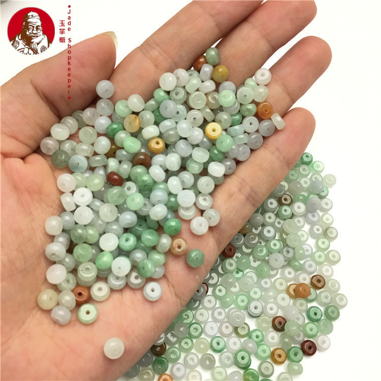 (20 pcs / harga) Batu giok alami, manik-manik sempoa 3 * 5mm kecil 3 * 5mm gelang DIY aksesoris