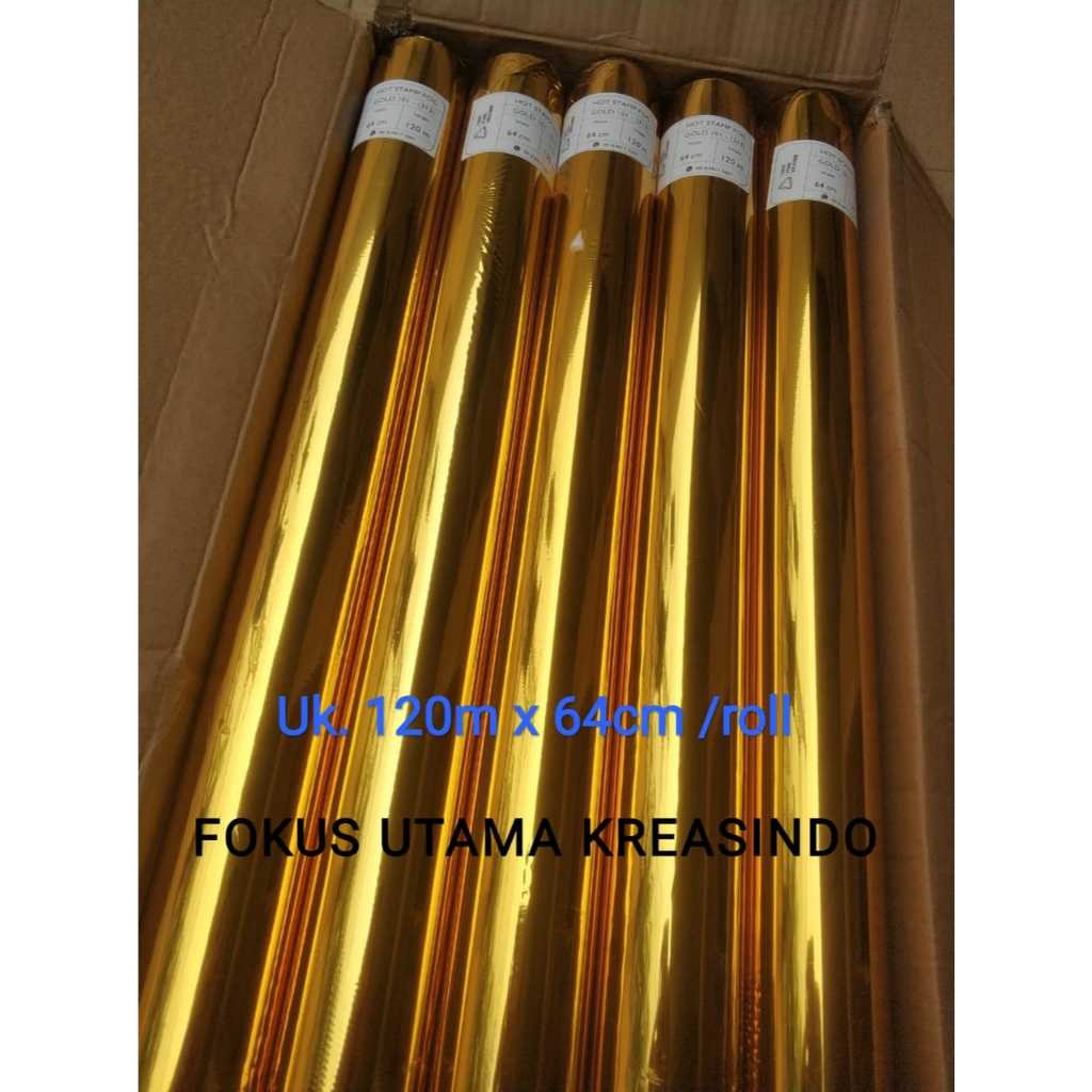 

Hot Stamping Foil Gold 101 Emas Poly Emboss Hot Print 64cm x 120m