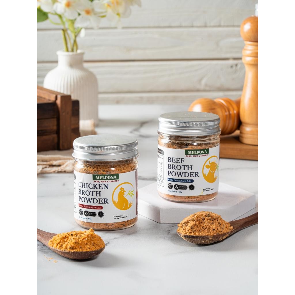 

Melpona Kaldu Bubuk 60g – Beef Broth Powder / Chicken Broth Powder Premium Alami Tanpa MSG Halal