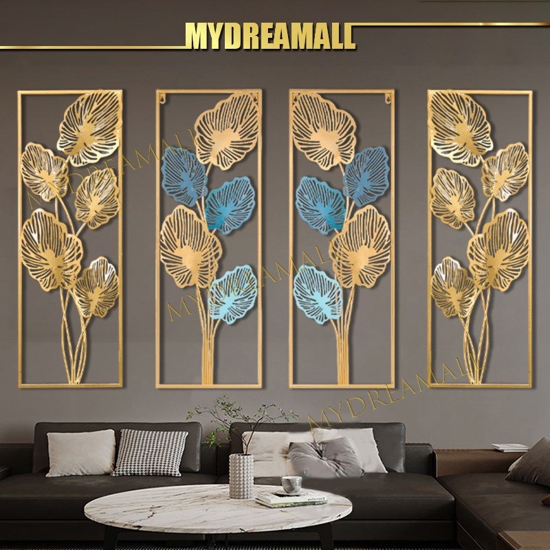 Star OFC - Bingkai Hiasan Dinding Logam Emas / Daun Emas Ginkgo Biloba / Hiasan Dinding
