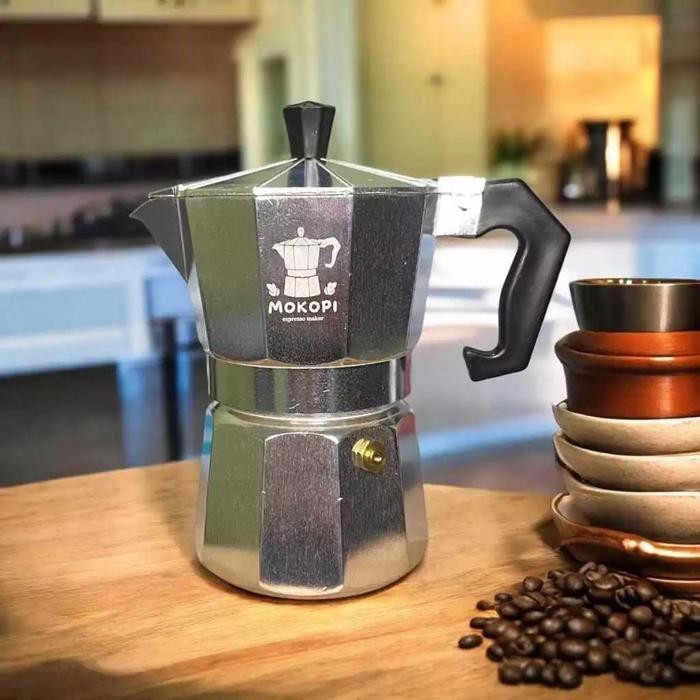 [Mokopi.] Moka pot modifikasi upgrade basket 2 cup -  moka pot 150ml/3cup - Silver