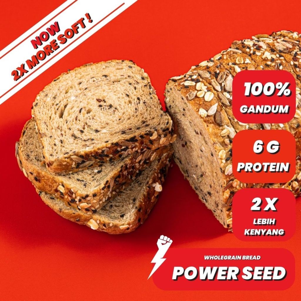 

Mighty Bread Roti Gandum multigrain healthy - whole wheat bread (Tinggi protein)