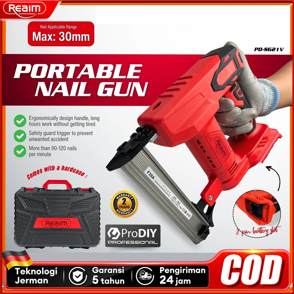 TERLARISReaim Mesin paku tembak Pneumatic Nailer Gun Tracker Air Nail Gun Nailer Alat Paku Tembak St