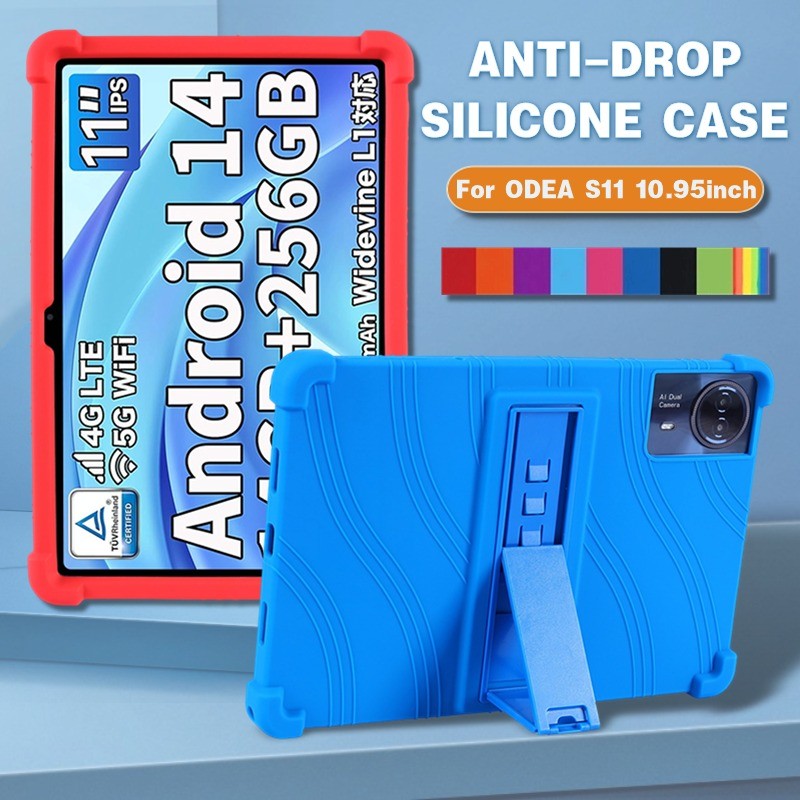 

Para odea s11 10.95 polegada tablet caso tablet capa à prova de choque android14 tablet crianças suporte de silicone macio escudo protetor