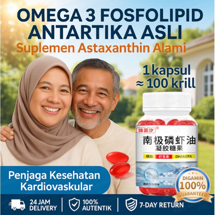 

⚡COD⭐Beli 1 Gratis 1⭐Minyak Krill Antartika/minyak krill antartika original/ Minyak ikan omega 3 （60 Kapsul）/Astaxanthin krill oil/Omega 3 Krill Oil Krill Oil AntarticaSuplemen Omega-3 Premium Untuk Jantung Sehat &Daya Tahan Tubuh