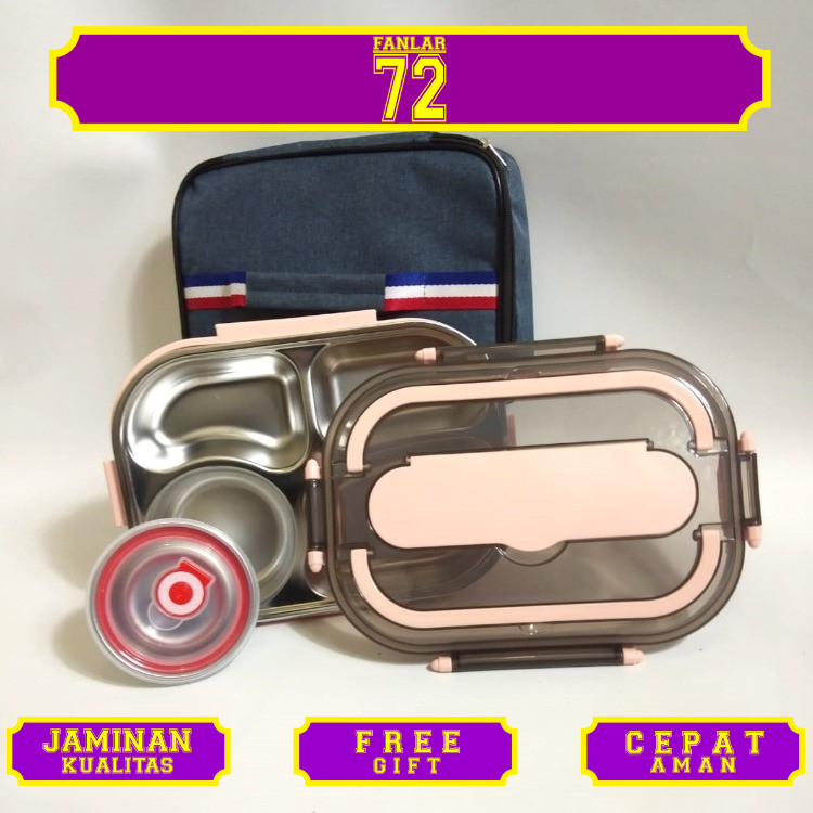 Kotak Makan Stainless Sekat 4 Lunch Box 4 Sekat Kotak Bekal Makan