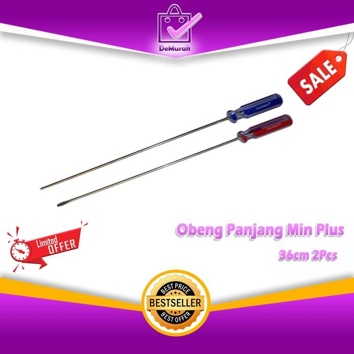 Spot8Murah Obeng Panjang Min Plus 36cm 2Pcs Obeng Screwdriver Minus & Plus A043 - OBENG A043