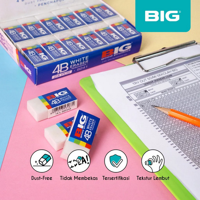 

(4 PCS) PENGHAPUS BIG / ORIGINAL ERASER WARNA PUTIH HITAM UNTUK UJIAN MURAH ALAT TULIS STATIONERY LUCU MURAH
