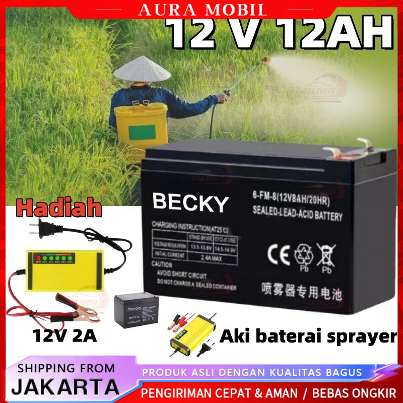 Aki Kering Sprayer Elektrik 12V 8AH baterai sel kering 12V 12AH Baterai penyemprot listrik -Aura Mob