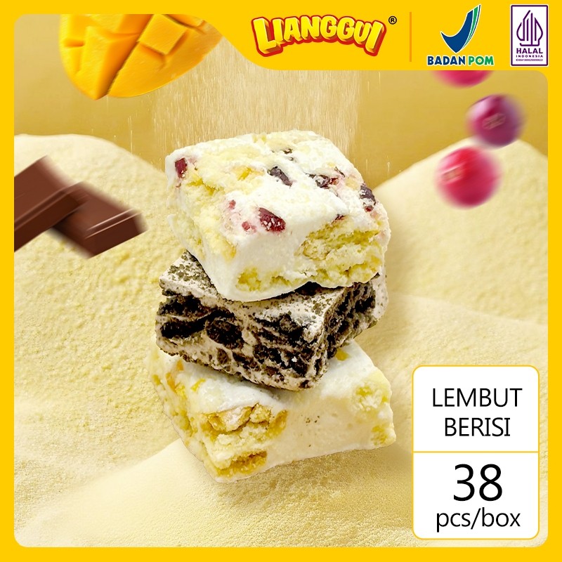 

LIANGGUI Snowflake Nougat 3 Rasa HALAL Viral Snack Box, Cemilan Sehat Kantor & Keluarga Best Seller