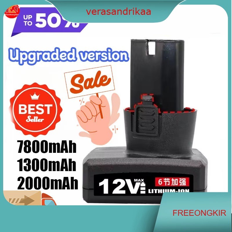 Baterai Mesin Bor Cas 12 Volt 7800mAh Cordless Drill+Charger/baterai lithium yang dapat diisi ulang 