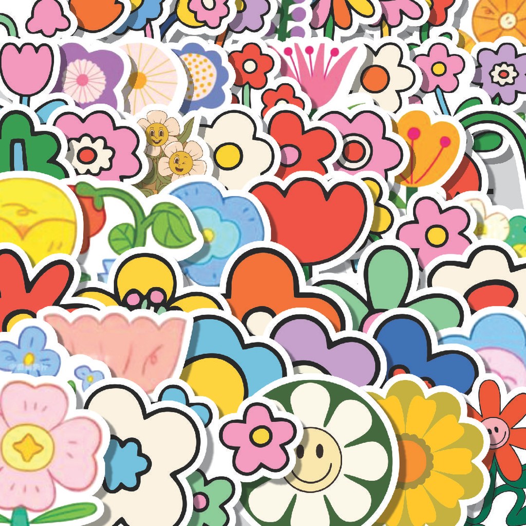 

Stiker Cutting Pack Stiker Retro Floral [Bunga Retro] Isi 100Pcs Series Aesthetic Lucu Keren Untuk Koper Bahan Vynil
