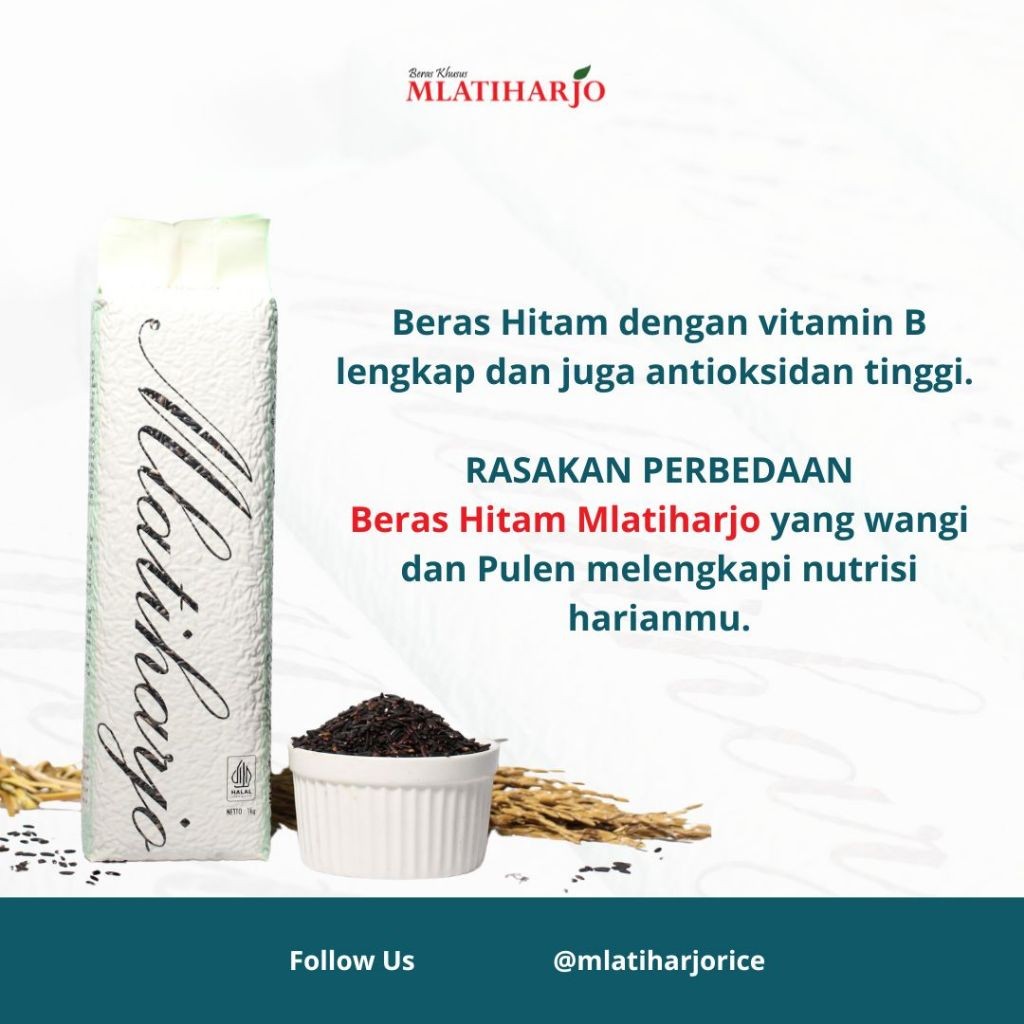 

Beras Hitam Sehat , Indek Glikemik Rendah, Beras Antioksidan (Beras Khusus Mlatiharjo) 1 Kg