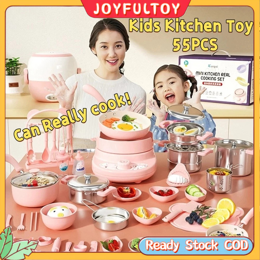 JUKISHOP 【Real】55PCS Mini Kitchen Mainan Kitchen Set Mainan Dapur Anak Cooking Set Mainan Mainan Dap