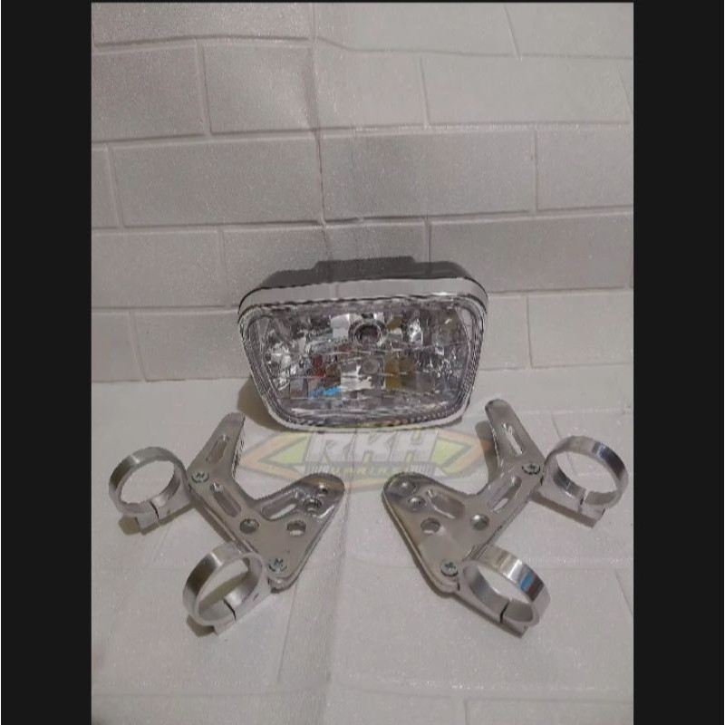paket reflektor rx king kaca bening plus kupingan b-pro / lampu depan rx king plus kupingan model b-