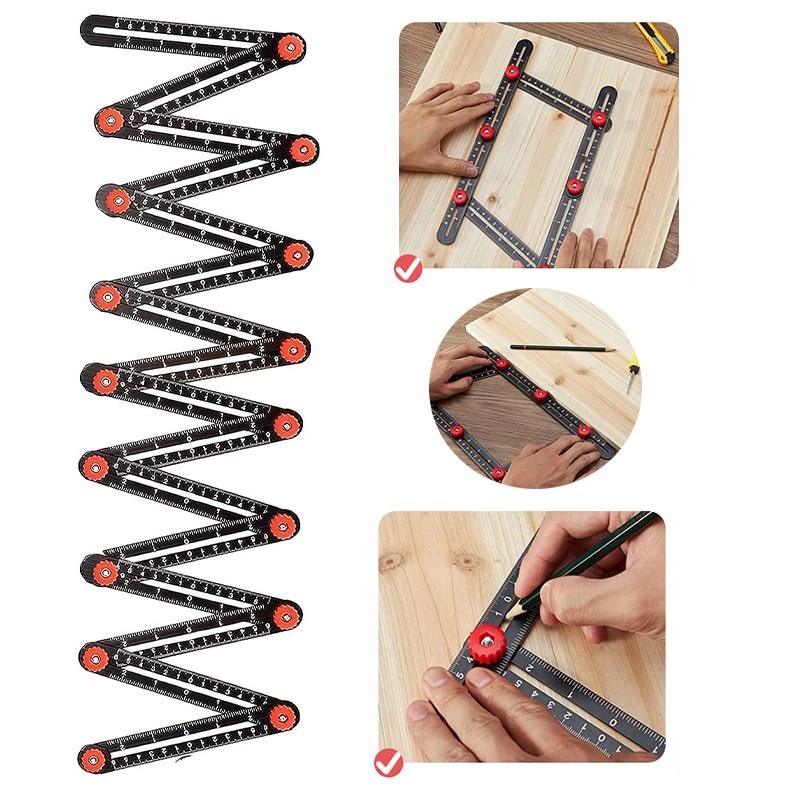 12/9/6 fold Aluminum Alloy Multi Angle Ruler Finder Measure Ruler Woodworking Construction Tool For 
