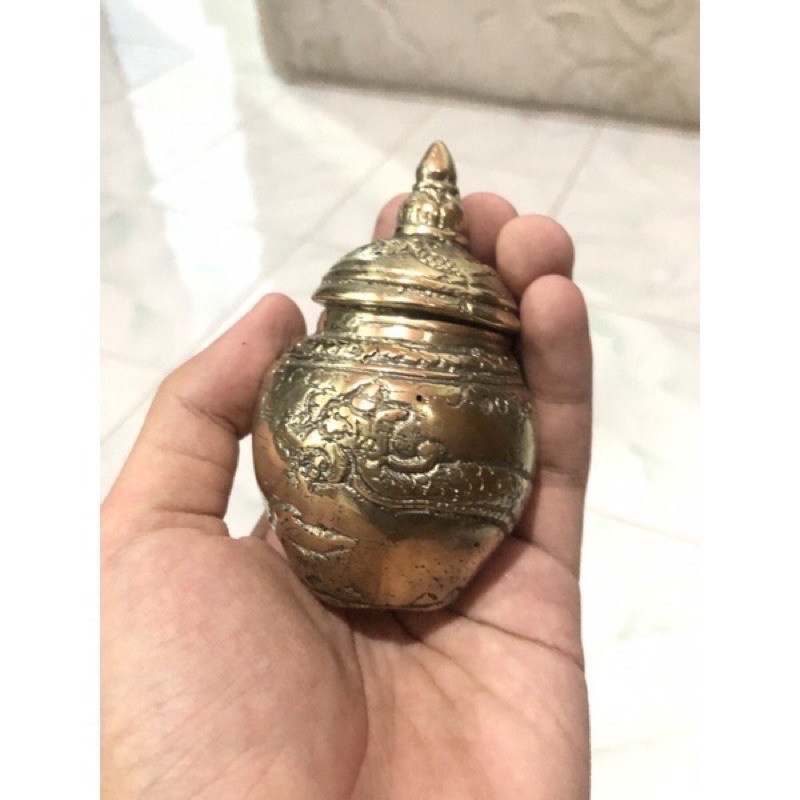 Barang antik cupu naga asbak kuningan