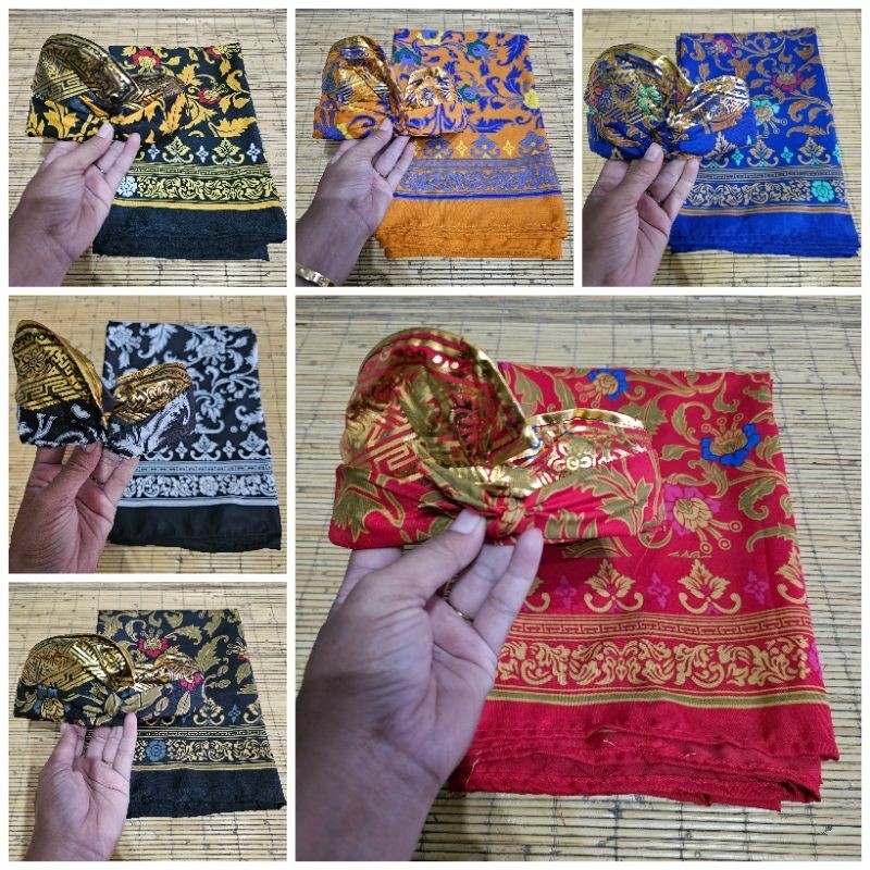 Set Sarung Bali Patra Dan Udeng Jadi  / Sarung Motif Batik / Sarung Bali / Sarung Songket Bali Set U