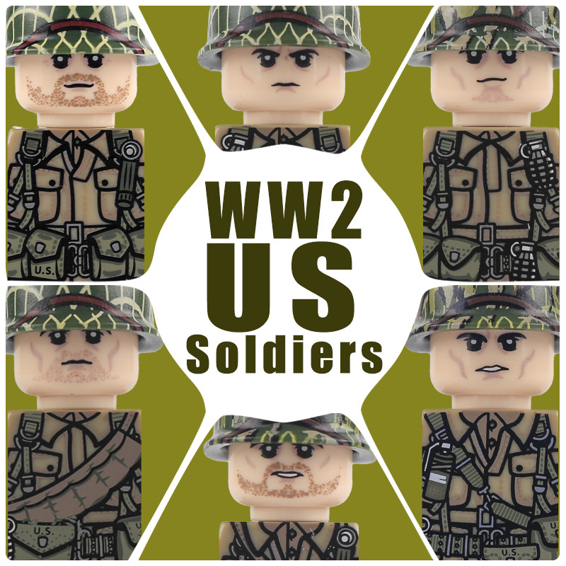 WW2 Miliatry Soler Figures Warrior Buig Blocks Officer Infantry  Army Airborne vision Helmet Gun Wea