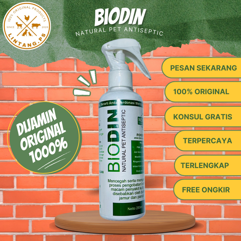 Biodin Spray 250 ml - Biodin untuk PMK Sapi - Antiseptic Semprot untuk Hewan - Obat Luka untuk Hewan
