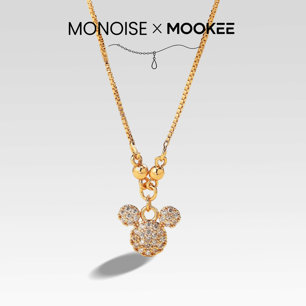 Kalung Anak Tikus Klasik - Desain Lucu Zirkonia Imitasi Tembaga Lapis Emas Rantai Putus Aman untuk A