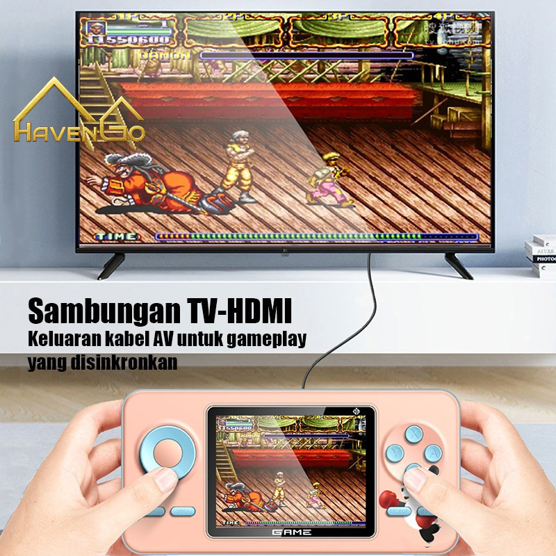Console Retro Permainan Portable Permainan Mini 2 Player 520 in1 Baterai Isi Ulang Koneksi TV HD Scr