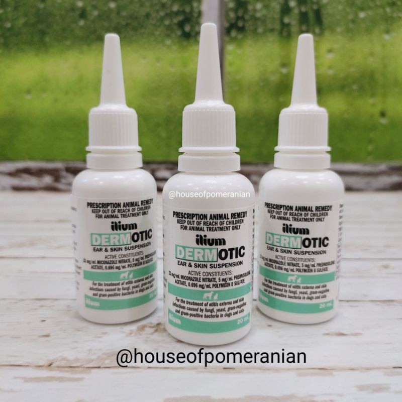 DERMOTIC 20ml ear & skin ointment salep telinga kulit anjing kucing antibiotik jamur bakteri ilium