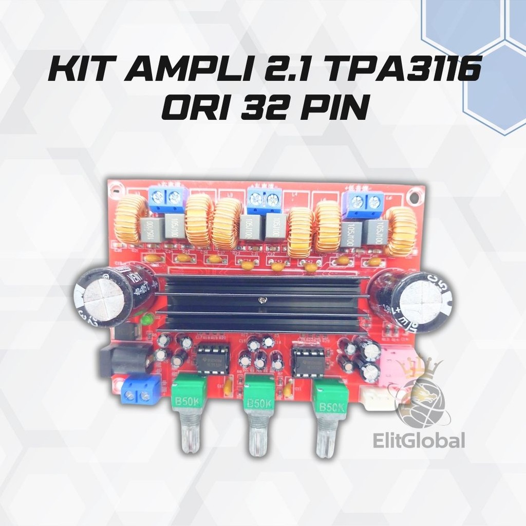 Amplifier TPA3116 2.1 32 Pin – Kit Class D Output Sub + Stereo, Kualitas Original