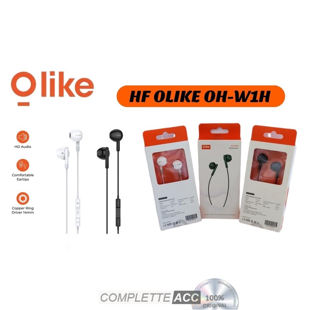 Handsfree Olike Wired / Kabel OH-W1H Headset Copper Ring Driver 14mm Comfortable Eartips HD Audio OH