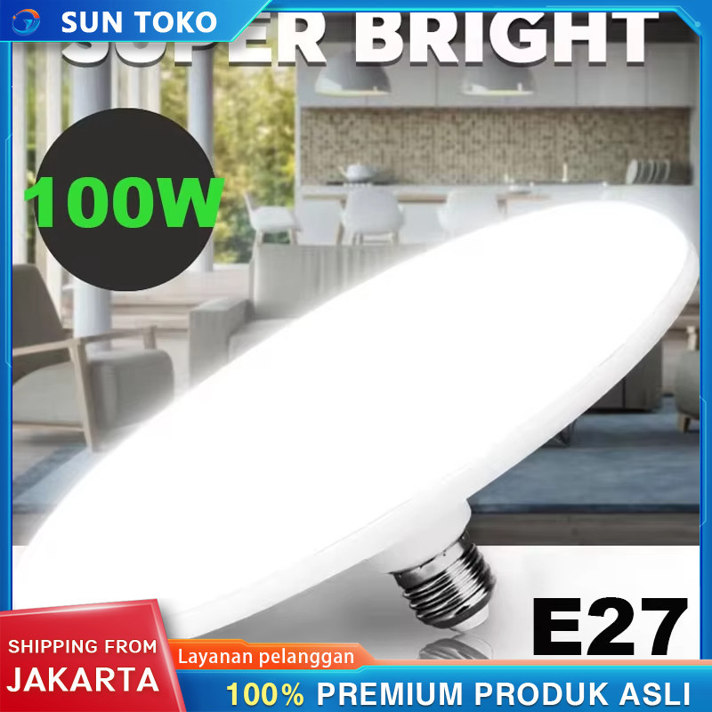 220V E27 Lampu LED Super Terang 20W 30W 40W 60W 100W UFO Lampu LED Lampu Meja Penerangan Putih Hanga