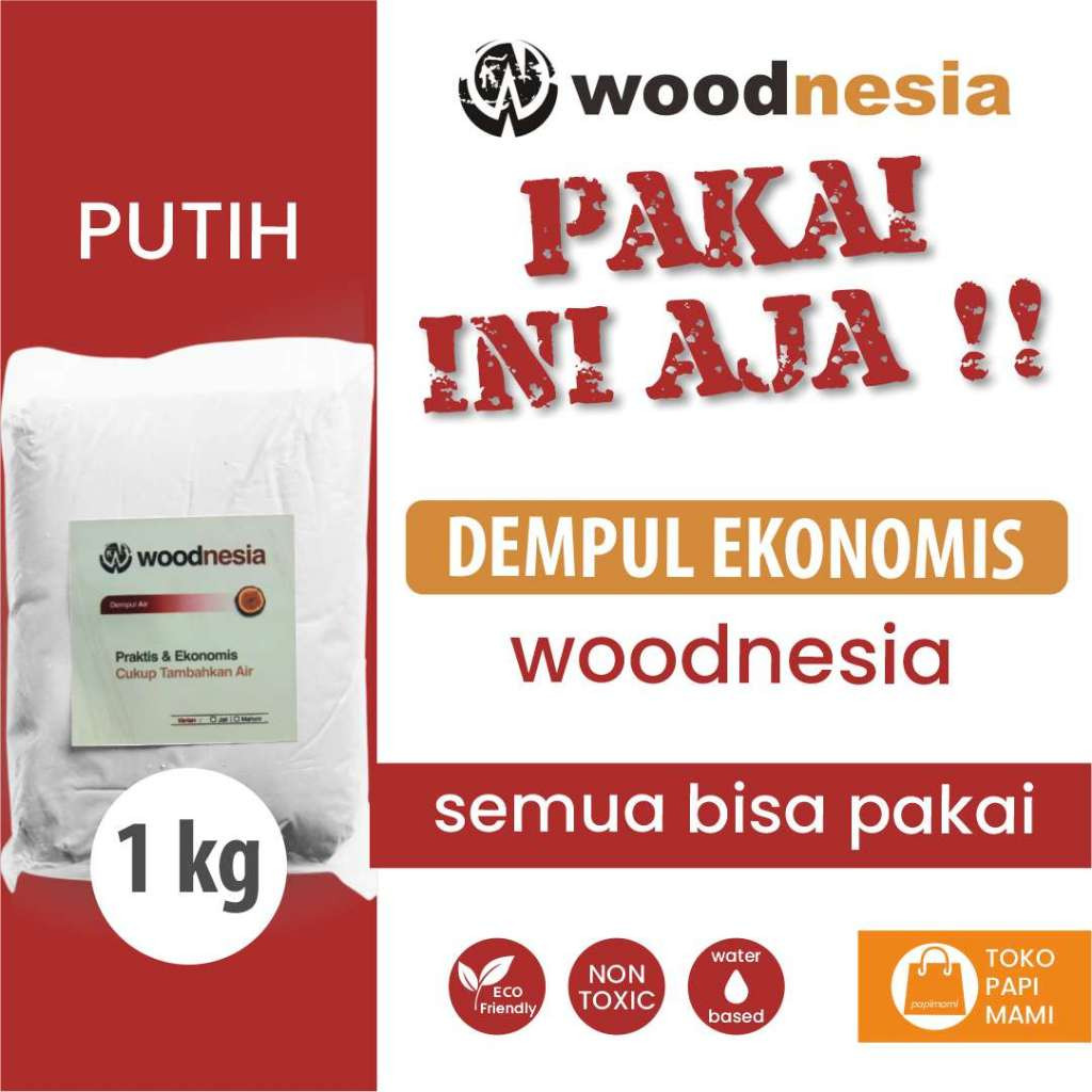 Dempul Kayu warna Putih MURAH 1KG WOODNESIA Dempul Kayu Putih LARIS Langsung Pakai Cukup Tambah Air