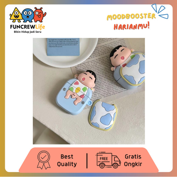 [FUNCREW  Life] Silicone Case AirPods Karakter Shinchan Casing Silikon Keychain