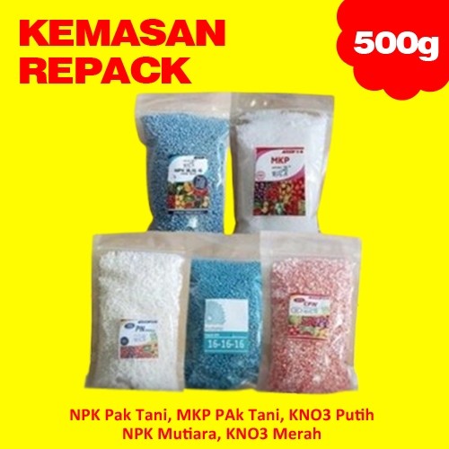 Pupuk NPK Mutiara, NPK, Kno3 merah, putih dan  MKP Pak Tani @ 500 gram