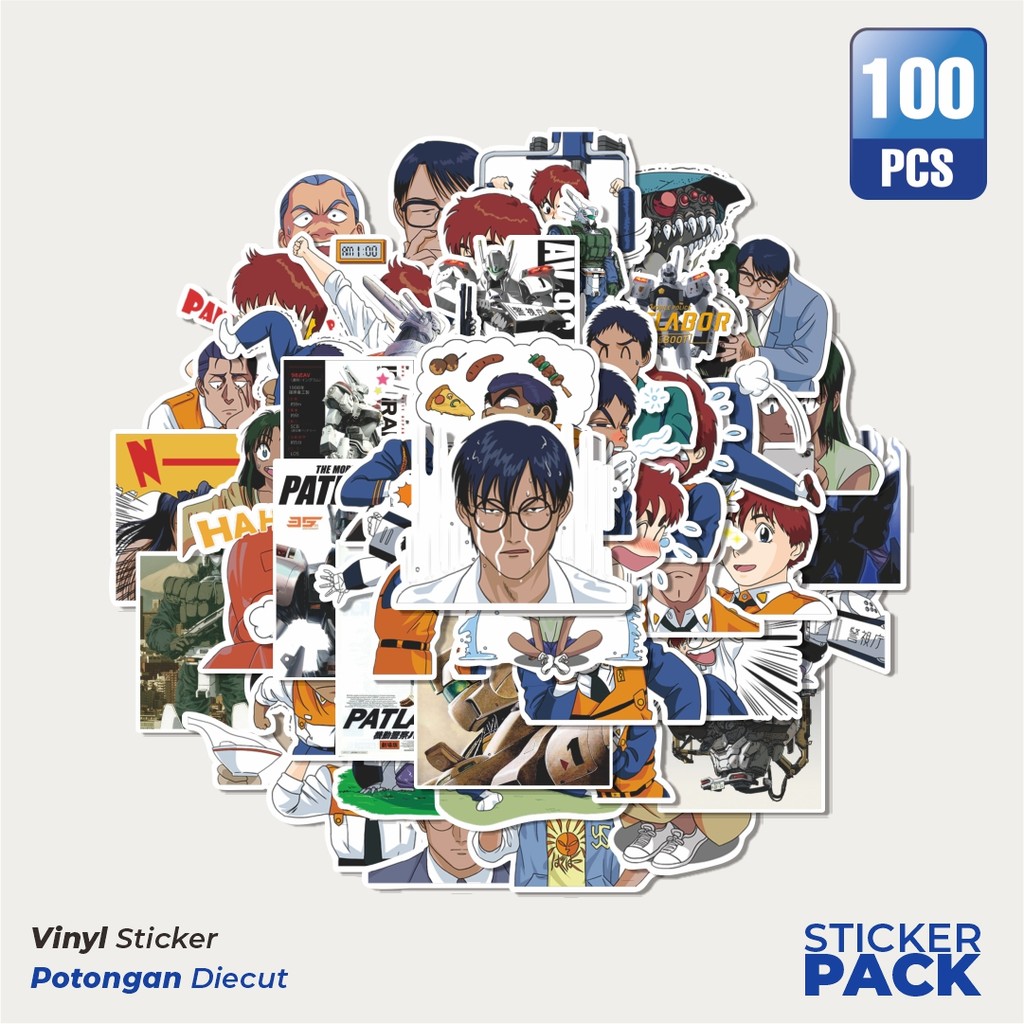 MURAH 100 PCS Stiker Patlabor Robot Anime Waterproof Aesthetic- Untuk Laptop, Motor, dan Helm - Pape