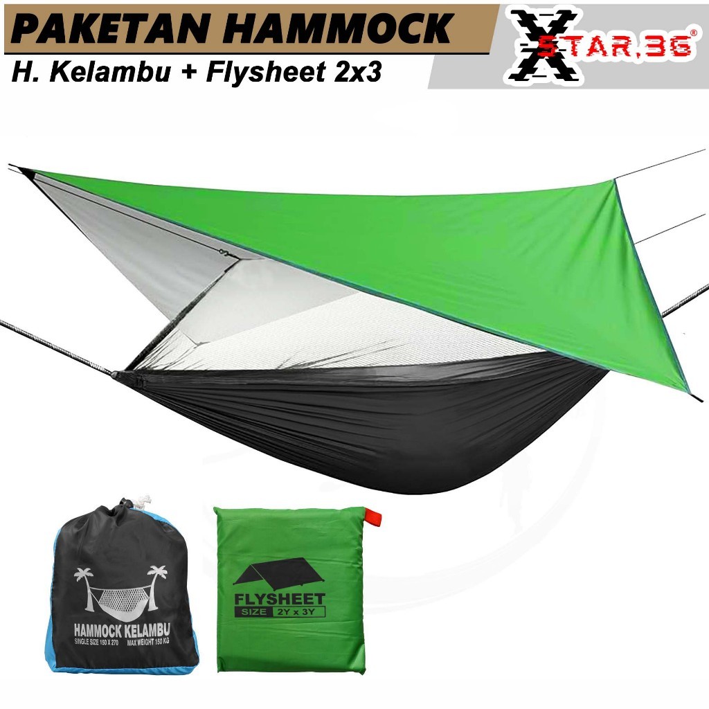 Grande magazzino SALE Paketan Hammock kelambu + Flysheet 2x3 yard paket hemat ayunan jaring kelambu 