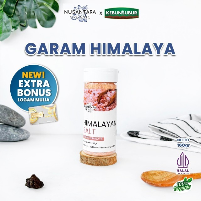 Nusantara Organic Garam Himalaya Original Himalayan Salt Pink Rock Asli Pakistan Organik 160gr Kebun