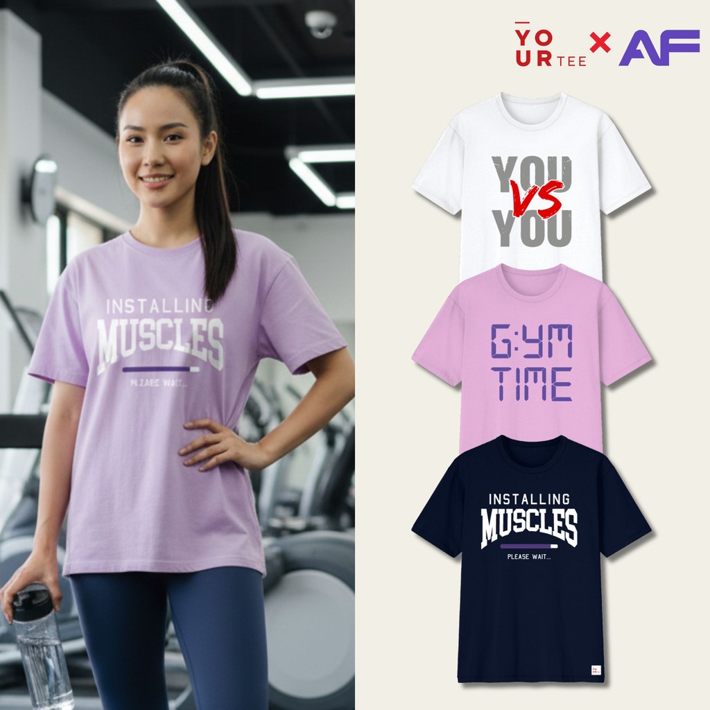 Yourtee Baju Kaos Pria Wanita Anak Dewasa – “Muscle Gym Time” Anytime Fitness| Katun Combed 30s