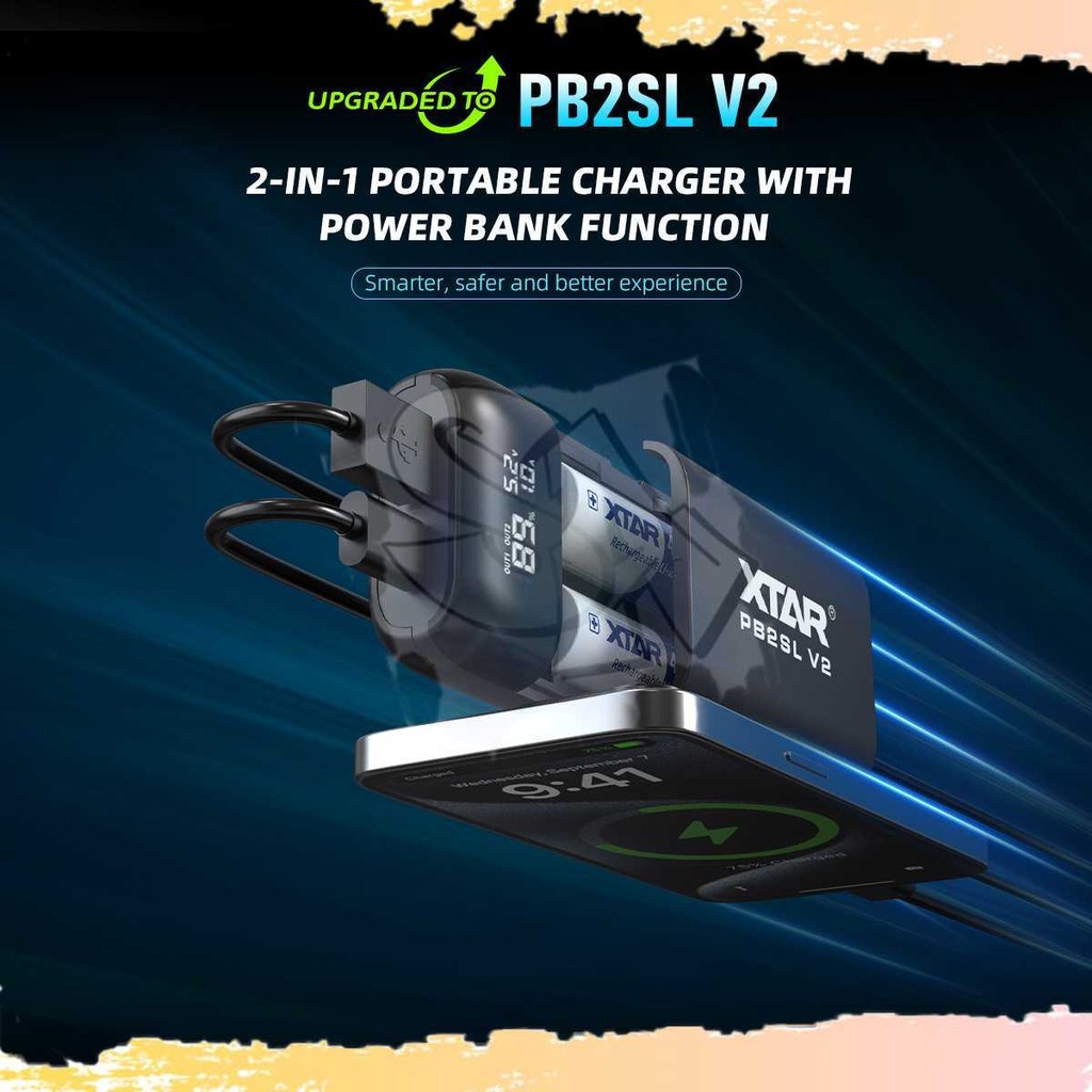 S.A - XTAR Charger Baterai 2 Slot 18650 21700 Li-Ion Power Bank LCD Display - PB2SL V2