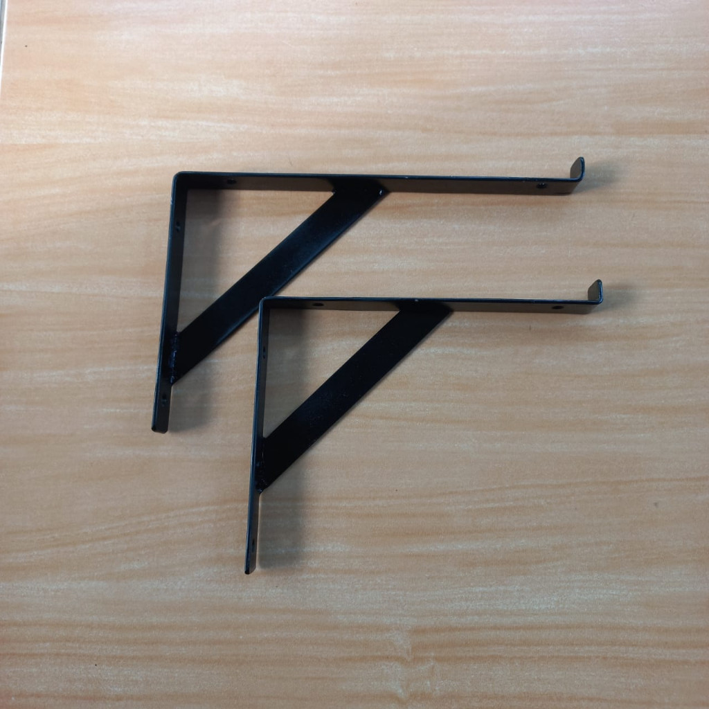 Bracket Rak Dinding Ambalan Besi Siku Model A Tanduk Plat Strip Rak Kayu