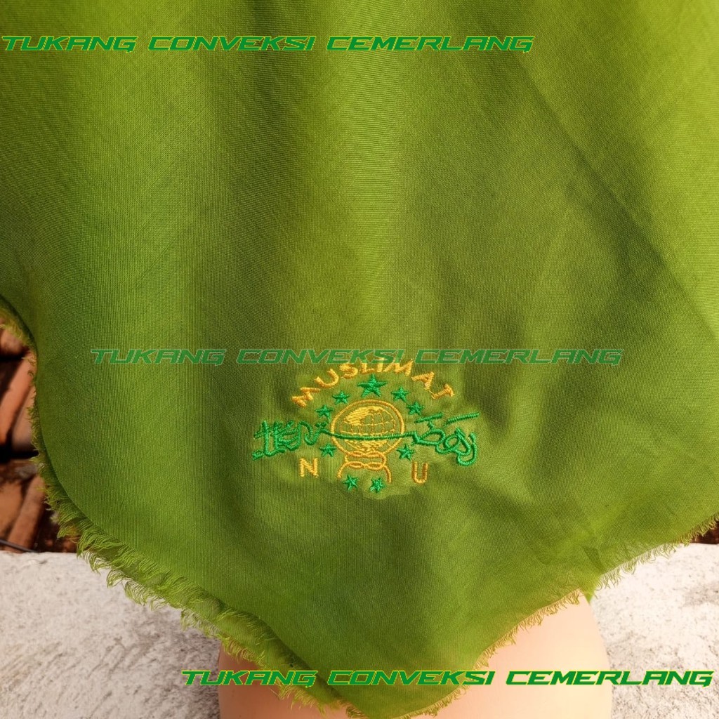 Jilbab muslimat fatayat NU seragam hijau Hijab fatayat logo bordir Kerudung