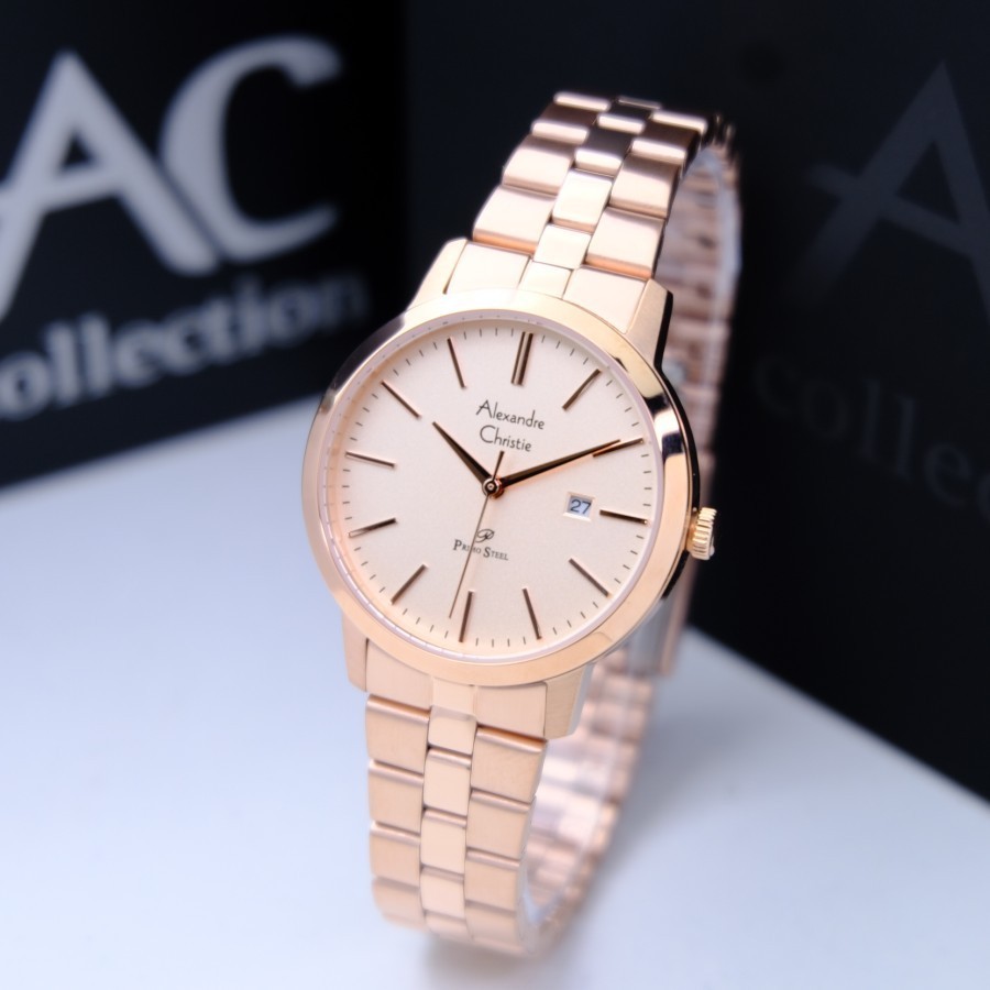 ORIGINAL Jam Tangan Wanita Alexandre Christie AC 1007 / AC1007 / 1024 Garansi 1 Tahun - Rantai & Kul